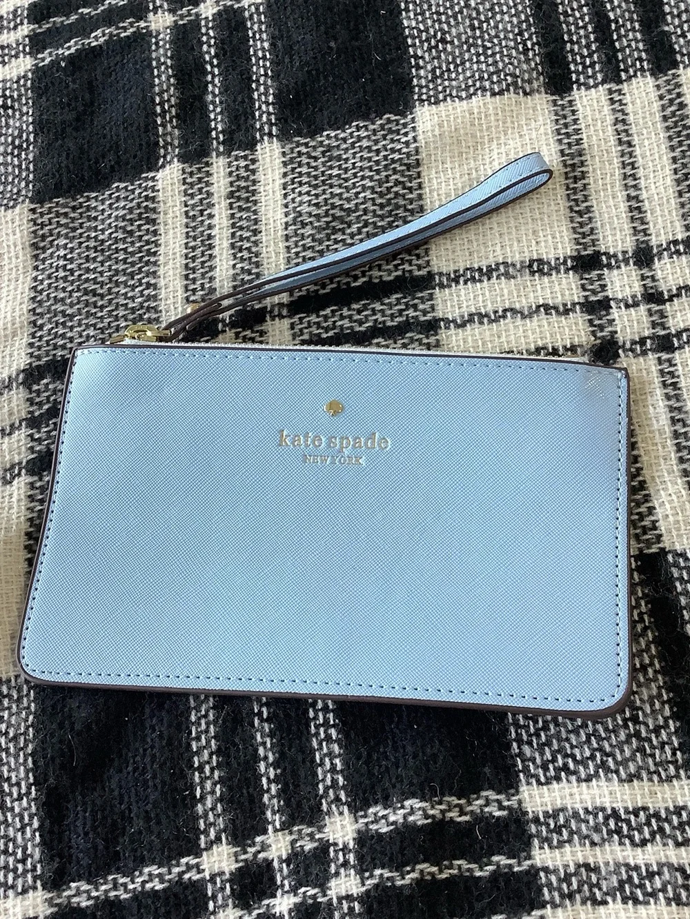 Kate spade light blue large slim wristlet